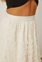 Cream Tiered Tulle Maxi Skirt with Waist Stretch