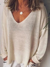 Cream V Neck Loose Fit Sweater for Women Tan