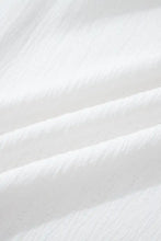 White crinkled texture lantern sleeve button down loose shirt with soft matte finish and subtle folds