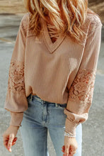 Crisscross V-Neck Waffle-Knit Top Woman Blouses