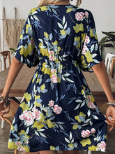 Crochet Front V-Neck Printed Cover-Up Swimwear Cover-Ups