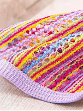 Breathable crochet knit pet top with colorful wide brim hat pattern