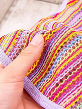Vibrant crochet knit breathable pet top in multicolored stripes