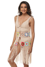 Colorful Crocheted Fringe Vest Cover-Up for Beachwear