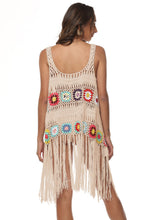 Colorful Crocheted Fringe Vest Cover-Up for Beachwear