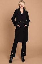 Culture Code Double Breast Lapel Collar Coat Black Woman Outerwear