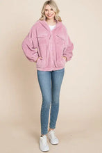 Culture Code Faux Fur Zip Up Hooded Jacket with Side Pockets Woman Outerwear