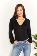 Culture code long sleeves black v neck bodysuit with ruched sleeves perfect for stylish layering and comfort