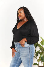 Black culture code full size v neck neck bodysuit with ruched long sleeves in soft fabric for stylish layering