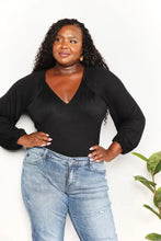 Culture code long sleeves black v neck bodysuit with ruched shoulder detailing for elegant layering