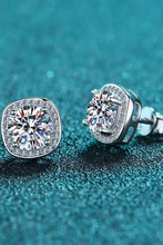 925 Sterlingsilber Ohrstecker mit moissanit im Kissenschliff und Pavé-Halo