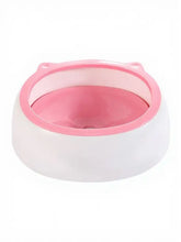 Cute Cat Ear Pet Bowls in pink and white with glossy ABS plastic white base