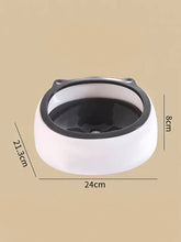 White base cat ear pet bowls with black rim and mounting holes