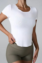 Cutout Round Neck Short Sleeve Active T-Shirt Woman Activewear