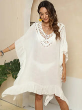 Cutout Ruffled Half Sleeve Cover-Up Swimwear Cover-Ups