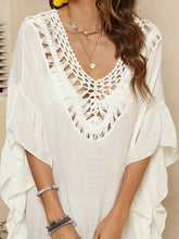 Cutout Ruffled Half Sleeve Cover-Up Swimwear Cover-Ups