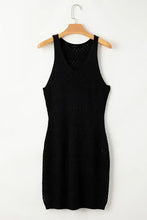Black sleeveless V-neck mini dress with cutout slit wide strap cover up