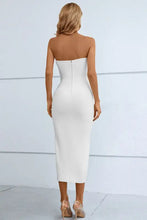 Cutout Strapless Drawstring Detail Split Bandage Dress Cocktail Dress