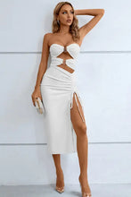 Cutout Strapless Drawstring Detail Split Bandage Dress Cocktail Dress