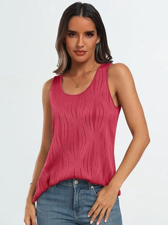 Round Neck Wide Strap Tank Strawberry Tanks & Camis