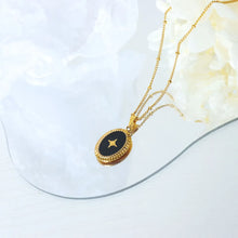 Gold-Plated Titanium Steel Oval Shape Pendant Necklace Gold One Size