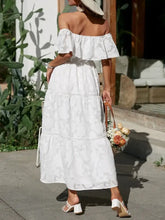 Ruched Off Shoulder Short Sleeve Midi Dress Casual Dresses