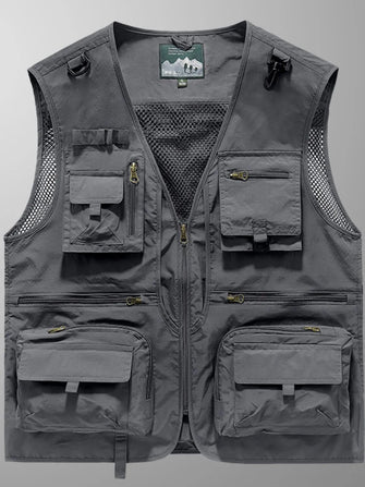 Men's Full Size Zip Up Vest Plus Size Dark Gray