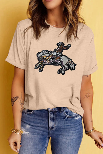 Sequin Rodeo Graphic Crewneck Tee Dust Storm