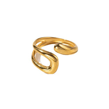 18K Gold-Plated Geometric Gold Twisted Open Ring