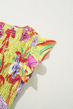 Cheetah Plant Print Shirred Button V Neck Maxi Dress Woman Maxi Dress