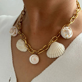 18K Gold-Plated Seashell Chain Link Necklace Gold One Size