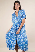 VERY J Plus Size Oversized Printed Shirt Midi Dress Casual Dresses