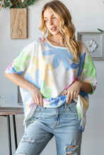 HOPELY Floral Round Neck Waffle T-Shirt Woman T Shirts