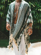 Men's Full Size Fringe Open Front Cover-Up Plus Size Mens Tops
