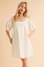 Aemi + Co Square Neck Babydoll Dress with Pockets White