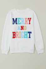 Full Size MERRY AND BRIGHT Cable Knit Pullover Sweatshirt Woman Sweatshirts