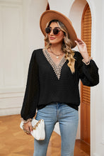 Swiss Dot Contrast V-Neck Blouse Woman Blouses