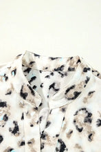 Leopard Print Buttoned Front 3/4 Sleeve Tiered Ruffled Hem Dress Casual Dresses