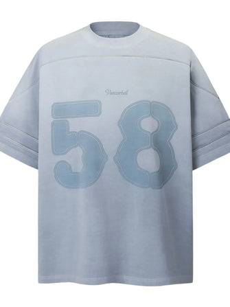 Men's Oversized Number 58 Graphic T-Shirt Blue