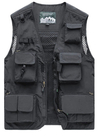 Men's Full Size Zip Up Vest Plus Size Dark Gray
