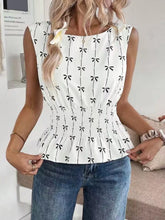 Bow Print Tie Shoulder Tank