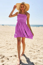 Davi & Dani Smocking Halter Neck Tie Open Back Mini Dress Woman Dress