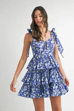 MABLE Floral Print Shoulder Tie Layered Mini Dress Casual Dresses