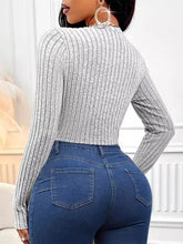 Button Up Round Neck Long Sleeve Cardigan Woman Outerwear