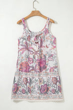 Multicolour Floral Tie Neck Sleeveless Mini Dress
