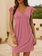 Lovelet V-Neck Ruffled Cap Sleeve Mini Dress Woman Casual Dress