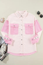 Two-tone Color Exposed Seam Corduroy Shacket Woman Outerwear