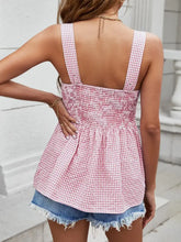 Smocked Plaid Square Neck Tank Tanks & Camis