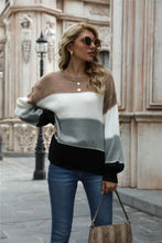 Angel Wings Color Block Round Neck Sweater Dark Gray Sweater Pullovers