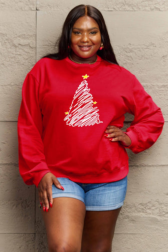 Simply Love Full Size Graphic Sweatshirt Red Woman Sweatshirts
